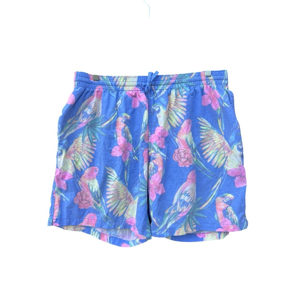 Chubbies Blue Pink Parrot Swim Trunks Size 2X Beach vacation swim preppy fratboy